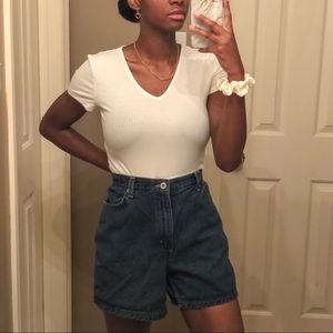 faded glory dark wash relaxed fit mom shorts